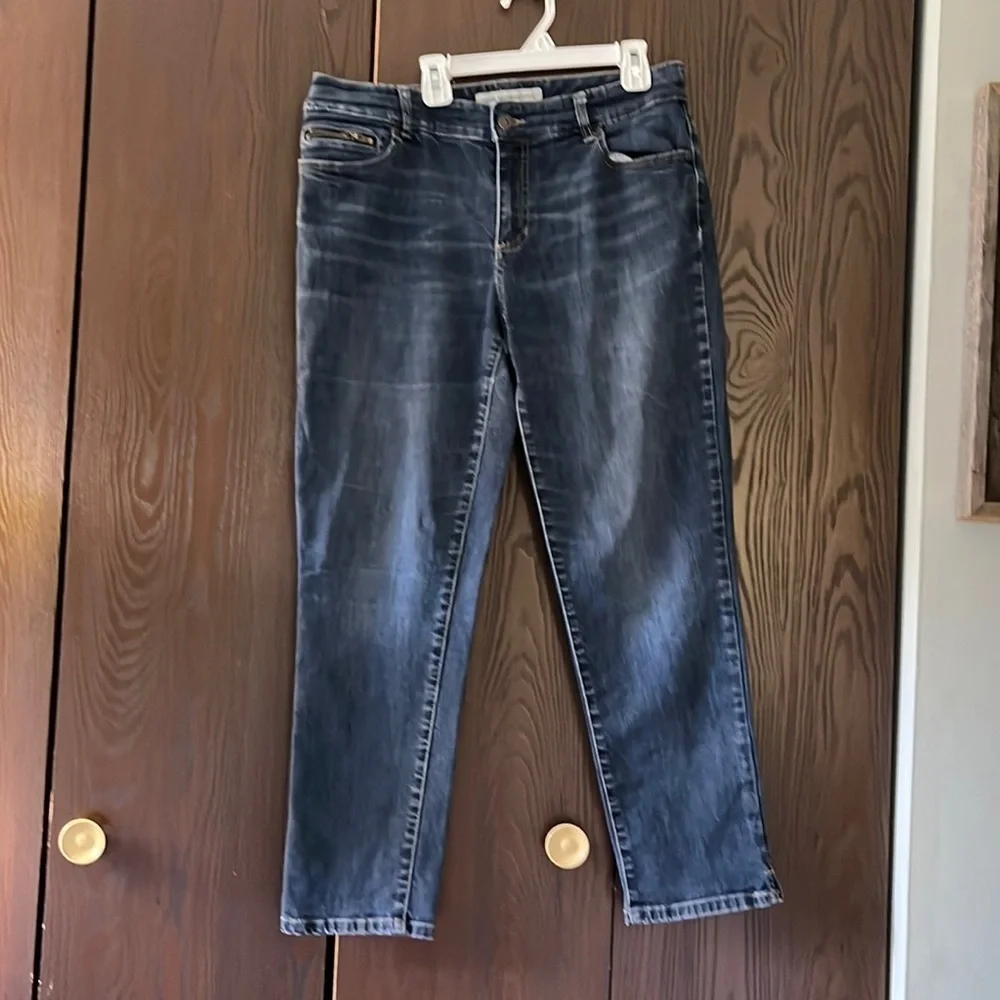 Chico’s platinum denim blue straight leg jeans. Size 1.5